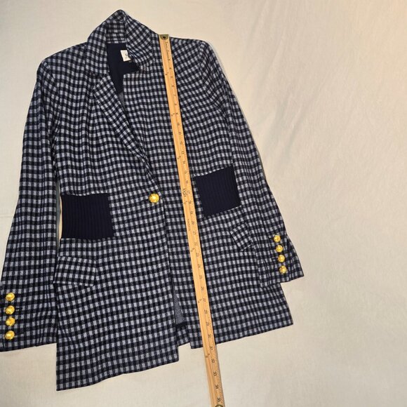 CAbi The Explorer Checkup Blue Heritage Plaid Stretchy Blazer Size M New NO Tag! - Picture 14 of 16